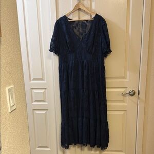 Elegant Navy Blue Lace Dress